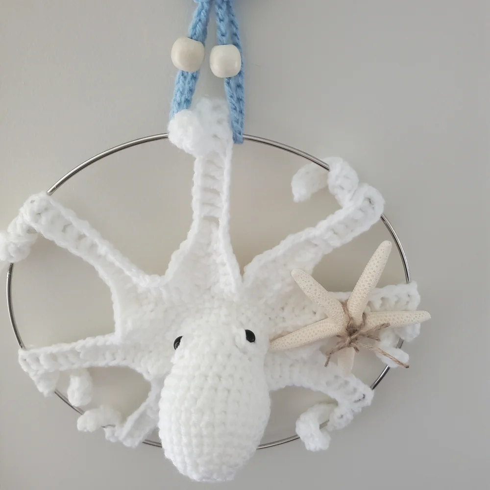 Handmade Octopus Wall Hanging Coastal Beachy Decor - Picture 5 of 9